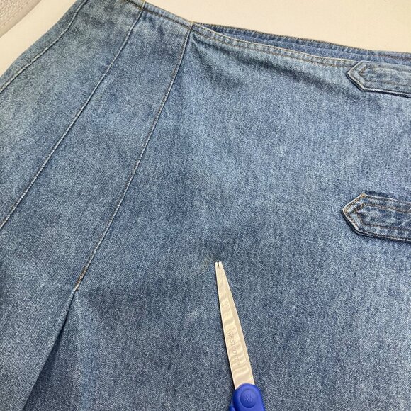 VTG Y2K My Weekend Clothes Pleated Mini Denim Wrap Skirt Buckle Grunge - Picture 6 of 12